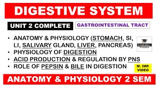 Unit 2 Digestive System complete  Acid Production in stomach  Pepsin Bile Liver GI Tract  Hap 2 [upl. by Anaher925]