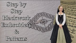 16th Century Blackwork Embroidery for Beginners  CosTutorial  Step by Step Instructions [upl. by Accebar258]