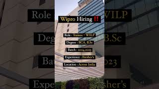 Wipro Hiring For Trainee  WILP ‼️ shorts short jobs job technology hiring [upl. by Alroi498]