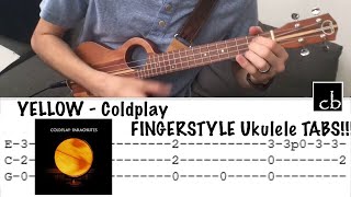 YELLOW Coldplay FINGERSTYLE Ukulele TUTORIAL [upl. by Adnalahs]