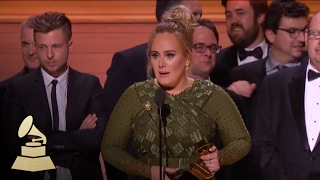 Adele Wins Album Of The Year  Acceptance Speech  59th GRAMMYs [upl. by Sunderland]