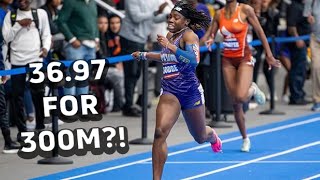 Adaejah Hodge Runs Sub37 300m At VA Showcase For US No 4 AllTime [upl. by Anaic792]