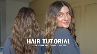 LOOSE WAVY CURLS  wet to styled full in depth tutorial [upl. by Anivlac684]