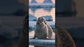 Arctic bondseal and pup at sunset animalsshortsshort [upl. by Cruickshank]