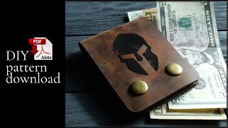 Making a leather wallet  PDF pattern  DIY slim wallet  Tutorial  Template [upl. by Yroc]