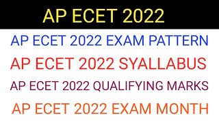 AP ECET 2022 EXAM PATTERN APECET 2022 EXAM SYALLABUSAPECET QUALIFYING MARKS APECET 2022 EXAM DATE [upl. by Airetnahs]