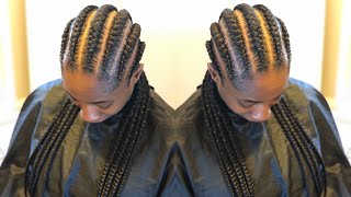 VERY DETAILED Straight Back Feed In Cornrows DIFFERENT ANGLES‼️ [upl. by Aztirak402]