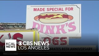 Pinks Hot Dogs celebrates 85th anniversary with 85 cent dogs [upl. by Enelad]