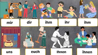 Die Personalpronomen im Dativ Deutsch lernenA1A2German Personal Pronouns in Dative with examples [upl. by Elokin]