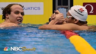 Finke and Hafnaoui battle new 400m champ for thrilling 800m free World title  NBC Sports [upl. by Rorke]