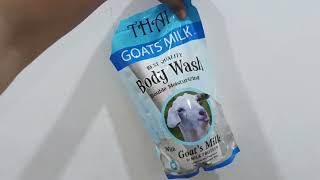 Review Thai Goats Milk Body Wash Ukuran 900ml Harga Rp41500 di supermarket [upl. by Ddot249]