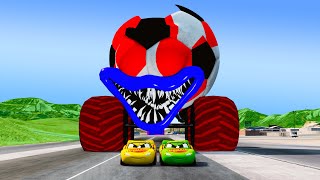 Super Escape from the Giant Ball Eater vs Lightning McQueen  BeamNGDrive [upl. by Raquela]