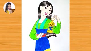 How to draw Princess Mulan  Mulan drawing step by step [upl. by Hoffer]