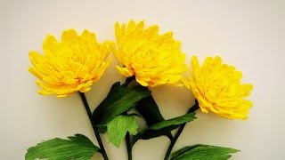 How To Make Chrysanthemum Flower From Crepe Paper  Craft Tutorial [upl. by Profant]