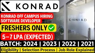 Konrad Recruitment 2024  OFF Campus Drive For 2024  2023 Batch  Software Developer [upl. by Anitsuga]