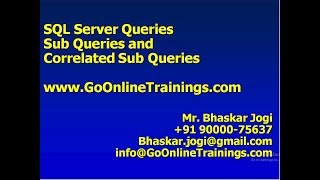 09 SQL Server Queries  Sub Queries and Correlated Sub Queries [upl. by Janessa]