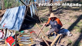 Acampamento🏕dia corrido atrás das trairas melhor peixe fritoraiz no fogo de châo🔥 [upl. by Elladine]