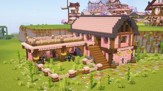 Minecraft Cherry Blossom Stables Tutorial [upl. by Anaoy]