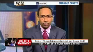 Skip Bayless Stephen A Smith on DeAndre Jordan Dunk Over Knight ESPN First Take [upl. by Nnaacissej427]