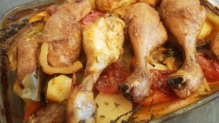 Cuisses de poulet aux pommes de terre et légumes au four recette rapide [upl. by Dnama]