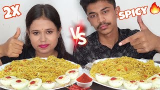 Spicy🔥 Masala Maggie Competition 😱 Boiled Eggs 🥚 Bro Vs Sis Edition  foodiekhushi19 [upl. by Latsryk275]