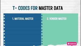 SAP MM  TCODES MASTER DATA [upl. by Kariotta908]