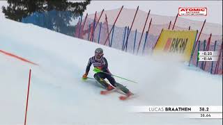 Lucas Braathen 🇳🇴  mens slalom Adelboden 1st run Jan 8 2023 weareskiing atomic [upl. by Rivkah87]