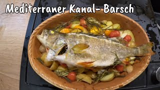 Angeln am Kanal  Flussbarsch fangen töten und im Ofen mediterran zubereiten 🎣🔪🍽 [upl. by Nosiaj]