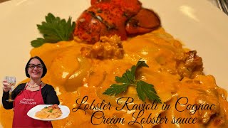 Lobster Ravioli in Cognac Lobster Cream Sauce  How to cook lobster special dish [upl. by Wons680]