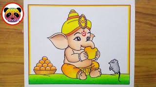 Ganesha Drawing  Ganesh Chaturthi Drawing  Lord Ganesha Drawing  Ganapti Ganesh Drawing Easy [upl. by Shuping]