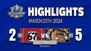 OHL Playoff Highlights Ottawa 67s 2  Brantford Bulldogs 5  Game 1  March 29th 2024 [upl. by Araiek]