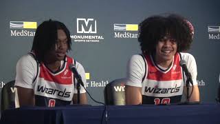 First round picks Bub Carrington Kyshawn George talks upcoming season at Wizards Media Day [upl. by Ahsinik]