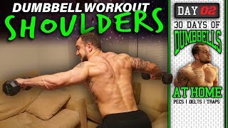 Home Shoulder Workout with Dumbbells  30 Days to Build Pecs Delts amp Trap Muscles  Dumbbells Only [upl. by Stickney]