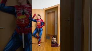 Spiderwoman behind home door animation cosplay spiderman superman funny marvel superiorspider [upl. by Hudnut]