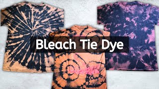 Bleach Tie Dye Tutorial  3 Different Designs [upl. by Kopp468]