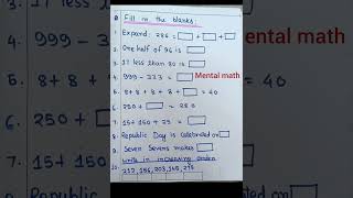 Mental Math CBSEICSEUKGclass1class2Olympiad exam [upl. by Warring]