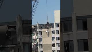 Masterful Wrecking Ball Operator Destroys Building with Precision demolition [upl. by Campman]