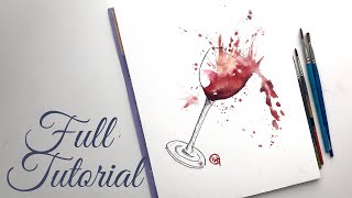 Wine Painting Tutorial  Watercolor Painting Tutorial For Beginners [upl. by Ayotyal914]