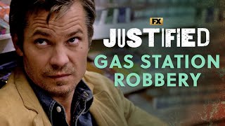 Raylan Gets Caught Up In A Gas Station Robbery  Scene  Justified  FX [upl. by Negris]