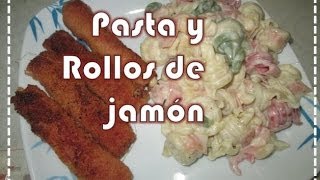 Pasta con Queso y Rollitos de jamón Comida para niños→ SUPER FÁCIL [upl. by Doxia]