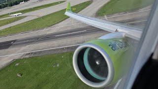 Air Baltic A220300 CS300 taking of from Zurich Airport to Berlin Brandenburg Airport [upl. by Astraea]