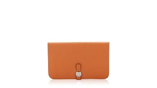 Hermes Taurillon Clemence Dogon Wallet Orange [upl. by Dorothee]