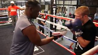 TJ Dillashaw padwork with Jeff Mayweather [upl. by Yoshiko]