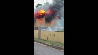 firefighters fighting to put out the fire that was burning the house [upl. by Ybroc]