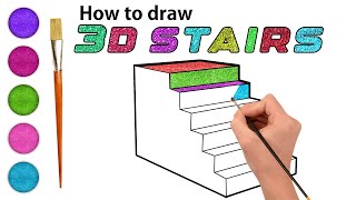 How to draw stairs  3d drawing stairs [upl. by Wei898]