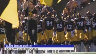 No 25 Iowa wins opener without suspended coach Kirk Ferentz beating Illinois State 400 [upl. by Screens]