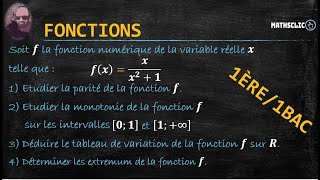 🔴MATHSCLIC EXERCICE  FONCTIONS DUNE VARIABLE RÉELLE  TABLEAU DE VARIATION  1ÈRE\1BAC [upl. by Dnyletak]