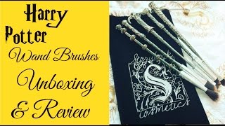 Harry Potter Wand Makeup Brushes by Storybook Cosmetics Unboxing and Review [upl. by Kirbie]