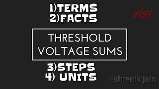 THRESHOLD VOLTAGE sums MOS transistorPMOSNMOS VLSI [upl. by Eimaj417]