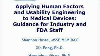 Webinar Applying Human Factors and Usability Engineering to Medical Devices [upl. by Brewster]